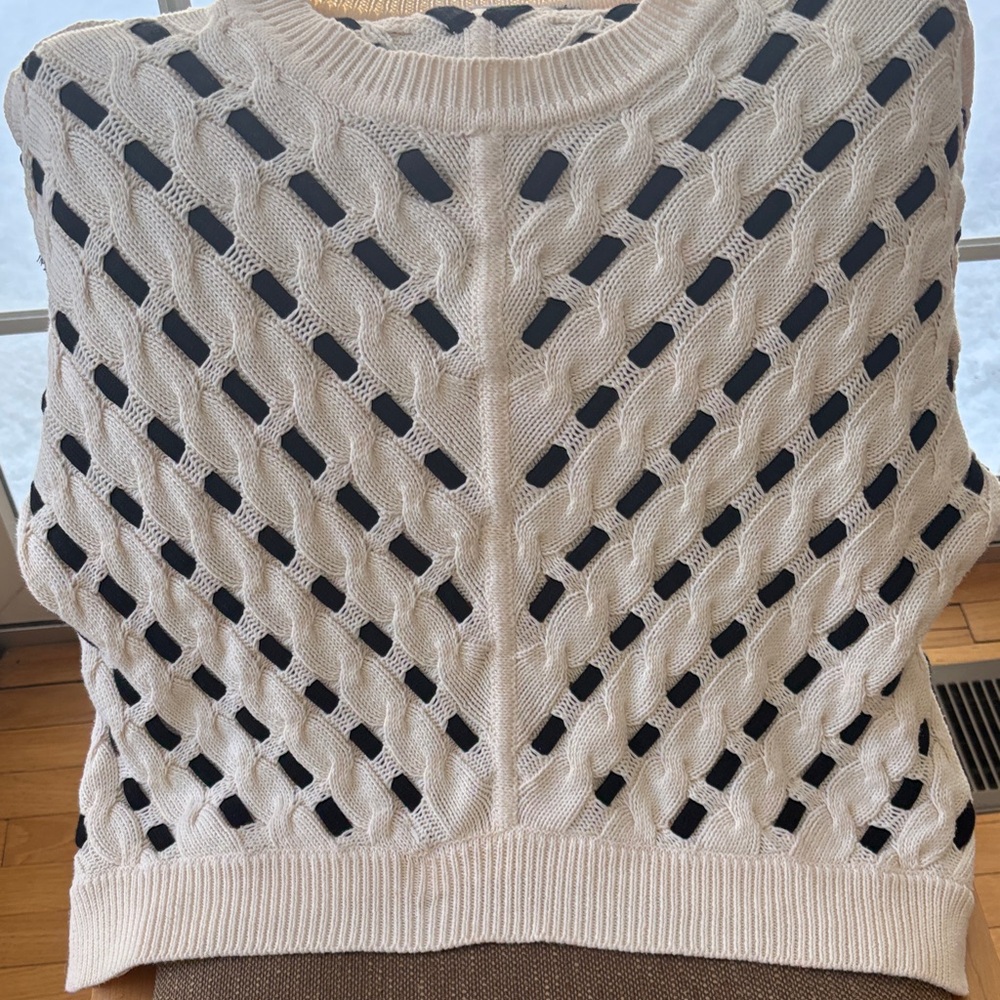 La Ligne Cream and Black Knit Sweater (Size L)